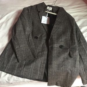 Double Breasted Plaid Blazer